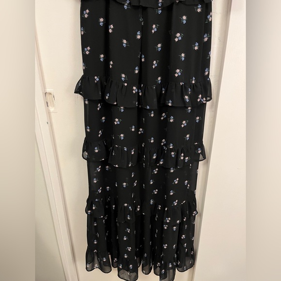 WAYF Cici Bustier Tiered Maxi Dress in Black Ditsy, Size Small - Picture 10 of 10